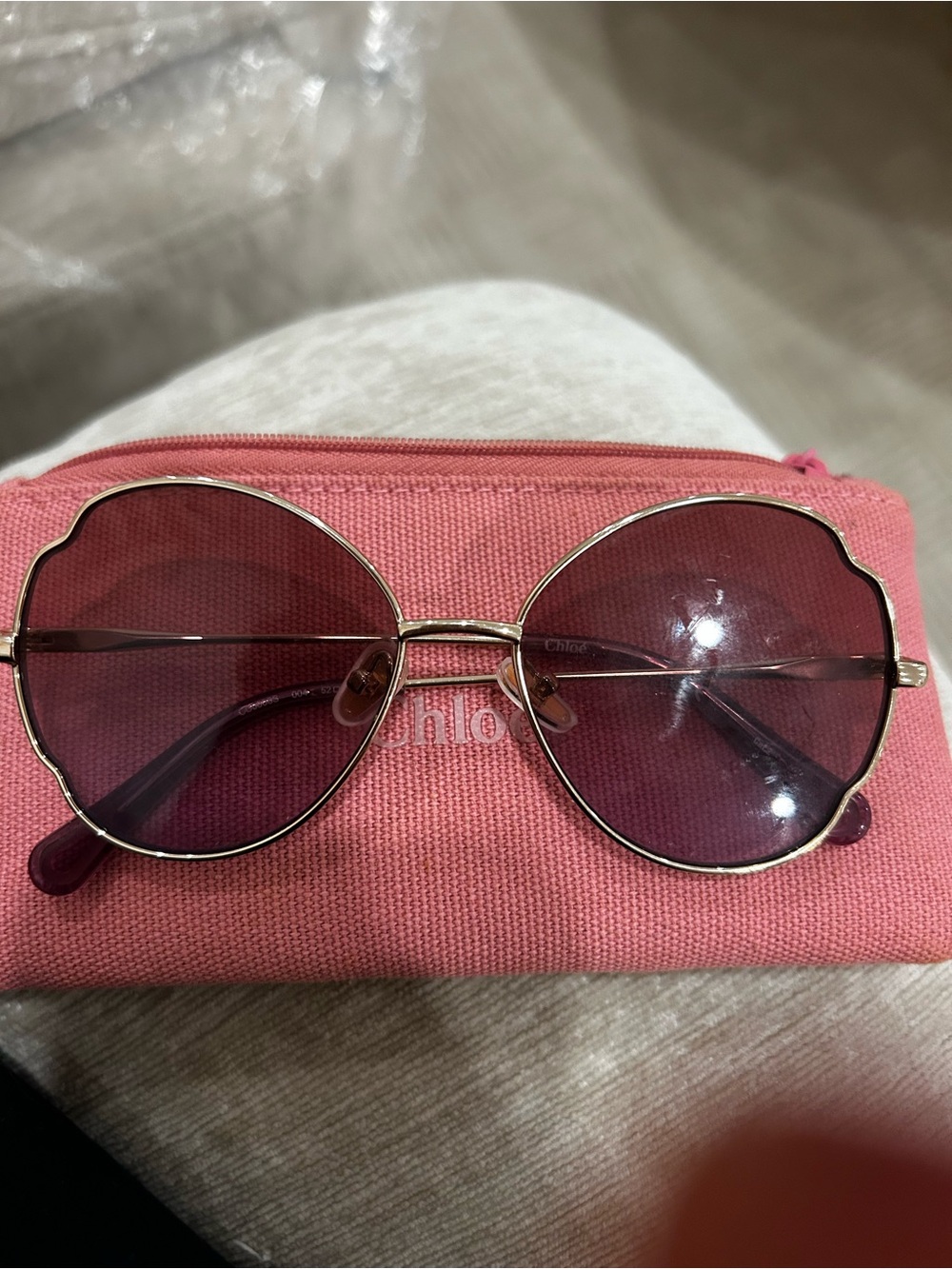 Chloe brown Round Sunglasses with Gold Frame